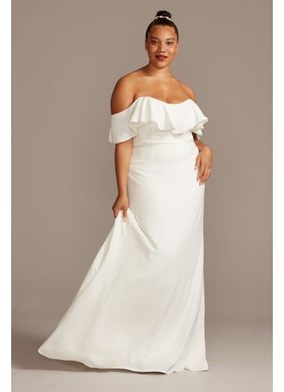 As Is Pearl Off-Shoulder Plus Wedding Dress - This stretch-crepe wedding dress is perfect for the